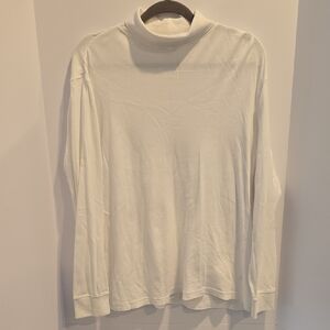 Roundtree & Yorke White Cotton Turtleneck Top